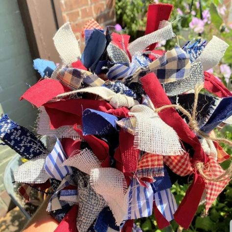 Beautiful Thick And Heavy Americana Rag Garland For Your Home. 5 Foot Garland Prim Flag Filled With Multiple Textiles And Textures Including Vintage And Ralph Lauren & Martha Stewart Home Fabrics. Perfect For 4th Of July Celebrations...Or Any Americana Themed Decor! Fabrics Vary As Our Products Are Artistic Expression. No Two Are The Same. Each Are Made The Day You Order Just For You. Woven Basket Decor, Patriotic Garland, Martha Stewart Home, Handmade Knobs, Rag Garland, Flag Garland, Homemade Art, 4th Of July Celebration, Artificial Silk Flowers