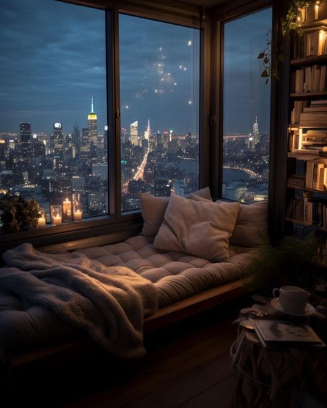 Easy Bedroom Ideas, Nyc Apartment Aesthetic, Dreamy Interior, City View Apartment, Apartment View, Aesthetic Home Decor, Living Room Goals, Apartment Aesthetic, Home Aesthetic