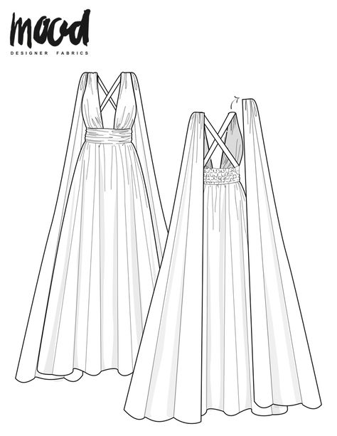 Making A Dress Pattern, Easy Vintage Sewing Patterns Free, Ballgown Dress Pattern Free, Sewing For Large Bust, Sewing Patterns Wedding Dresses, Beaded Dress Pattern, Deep V Neck Dress Pattern Sewing, Robe Dress Pattern, Formal Sewing Patterns