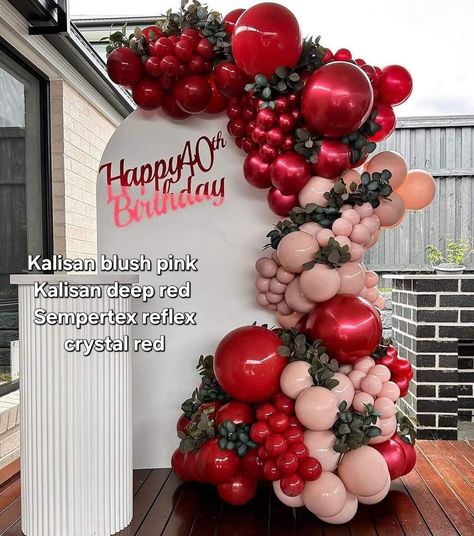 Red Pink Balloon Garland, Red And Pink Balloon Arch, Red Party Themes, Balloon Decorations Diy Tutorials, Party Planning Business, Simple Birthday Decorations, Peppermint Christmas, Diy Balloon Decorations, Green Balloon