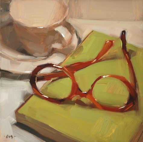 Book & glasses - Carol Marine Carol Marine, Marine Paint, 강아지 그림, Art Still Life, Still Life Drawing, Still Life Paintings, Daily Painting, Life Paintings, Painting Still Life