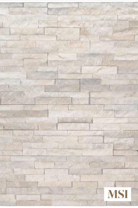 Arctic White Mini Stacked Stone Panels feature an elegant snowy-white palette that’s both timeless and trendy. A petite version of our traditional stacked stone panels, these 4.5x16 split face marble panels are perfectly sized for easy backsplash installation. They’re also a wonderful choice for features walls, accent borders, niches—or nearly any vertical space where a touch of natural beauty is welcomed, even outdoors. Stacked Stone Backsplash White Cabinets, Marble Stone Backsplash Kitchen, Solid Stone Backsplash Kitchen, White Stone Kitchen Backsplash, Genstone Stacked Stone, Stacked Stone Backsplash Kitchen, Limestone Kitchen Backsplash, White Stone Backsplash Kitchen, Airstone Backsplash