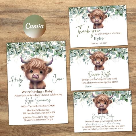 Boho Highland Cow Baby Shower Invitation Bundle Gender - Etsy Australia Highland Cow Baby Shower Theme Boy, Baby Shower Cow Theme, Highland Cow Baby Shower Theme, Boho Highland Cow, Cow Baby Shower Theme, Cow Baby Shower Invitations, Cow Baby Shower, Highland Cow Baby, Cow Baby Showers