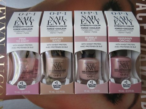 Nail+Envy+http://mckenzierenae.com/review-opi-nail-envy-strength-in-color/ Opi Nail Envy Bubble Bath, Opi Nail Strengthener, Samoan Sand, Opi Bubble Bath, Opi Nail Envy, Kiss Nails, Pink Baths, Hard Nails, Damaged Nails