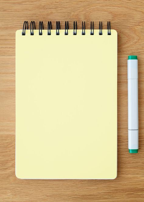 Blank plain yellow notebook page with a pen mockup | free image by rawpixel.com / KUTTHALEEYO Notebook Page Wallpaper, Page Wallpaper, Yellow Notebook, Pink Notepad, Notebook Template, Notebook Mockup, Plain Yellow, Plain Notebook, Notebook Templates