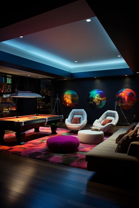 60+ Jaw-Dropping Dream Basements to Inspire Your Decor - Days Inspired Mansion Basement Ideas, Home Decor Game Room, Home Game Room Design, Gaming Room Basement, Luxury Game Room Design, Arcade Bedroom, Dream Office Luxury, Dream Gaming Room, Luxury Gaming Room