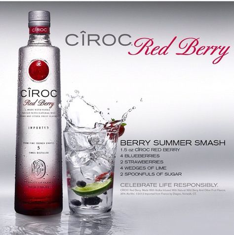 Ciroc Mixed Drinks, Ciroc Drinks, Crazy Cocktails, Summer Smash, Surimi Recipes, Ciroc Recipes, Endive Recipes, Scallions Recipes, Berry Cocktail