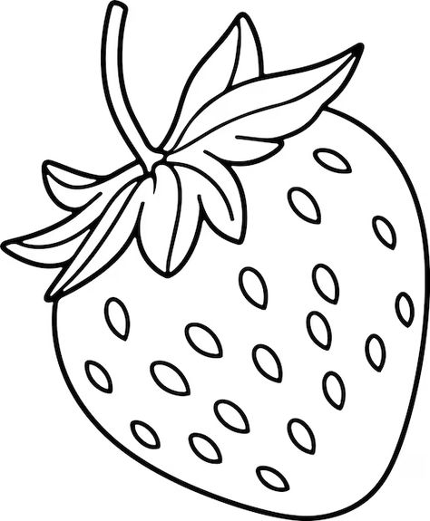 Strawberry Vector Illustration, Fruits Outline, Strawberry Black And White, Strawberry Outline, Fresa Dibujo, Strawberry Coloring Pages, Fun Coloring Pages For Kids, Strawberry Vector, Cute Books