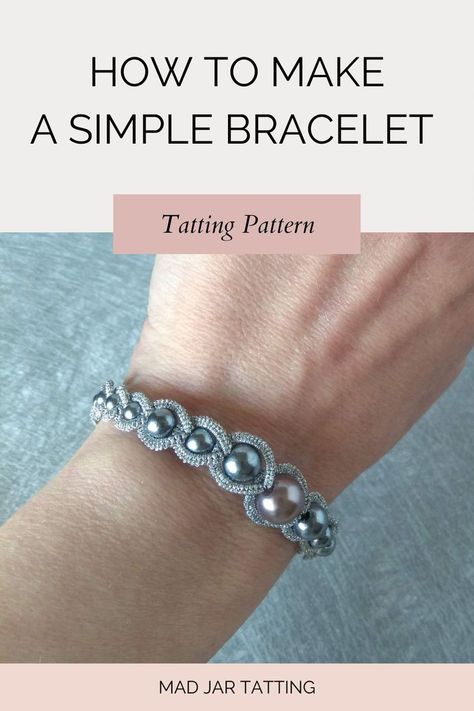 Tatted Bracelet Pattern Free, Tatted Bracelet Pattern, Tat Rings, Seed Bead Jewelry Tutorials, Needle Tatting Tutorial, Tatting Bracelet, Make Rings, Tatting Shuttle, Easy Bracelet