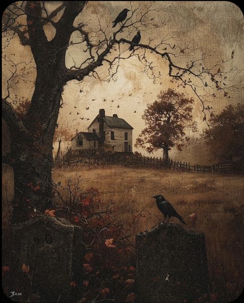 Halloween Artwork, Halloween Painting, Autumn Painting, Autumn Art, Samhain, Halloween Wallpaper, Crows, Surreal Art, Dark Fantasy Art