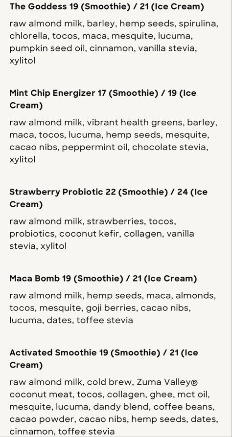 Erewhon Smoothie Recipes, Erewhon Recipes, Erewhon Smoothie, Smoothie Menu, Desert Drinks, Smoothie Drink Recipes, Protein Shake Recipes, Summer Eating, Wellness Recipes