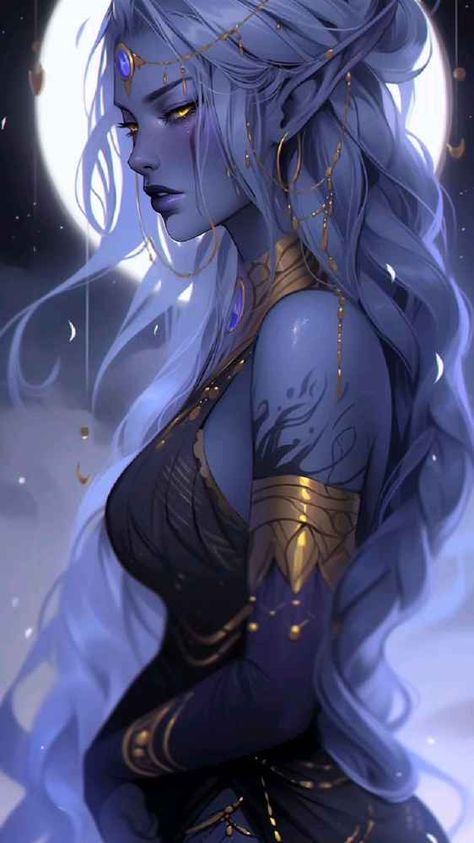 Google Lens Astral Elf Spelljammer, Moon Priestess Art, Moon Elf Rogue, Selune Dnd, Moon Shadow Elf, Dnd Priestess, Female Drow Dnd, Dnd High Elf Female, Astral Elf Female Dnd