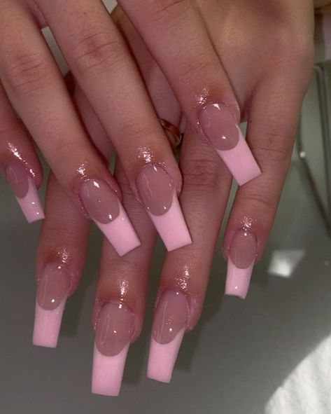 Pink French Tip, French Tip Acrylic Nails, Pink French, Simple Acrylic Nails, Long Acrylic Nails Coffin, Acrylic Nails Coffin Pink, Bling Acrylic Nails, Acrylic Nails Coffin Short, Pink Nail