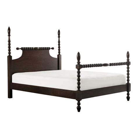 Morocco Brown Turned Post Bed - World Market Turned Post Bed, Post Bed, Low Profile Bed, Underbed Storage, Four Poster Bed, Four Poster, Poster Bed, Madison Park, Wood Beds