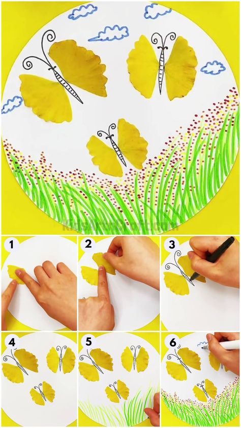 How To Make Leaf Butterflies Art Tutorial For Kids Check more at https://www.kidsartncraft.com/leaf-butterflies-art-tutorial/ Butterfly Art Craft, Butterfly Art And Craft, Leaf Butterfly, Butterflies Art, Autumn Crafts, Art Tutorial, Butterfly Art, Leaf Print, Art Craft