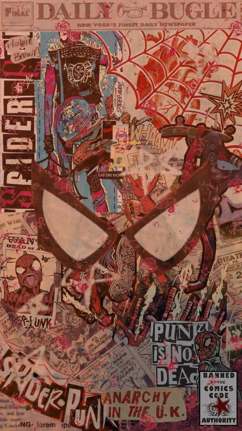 #hobiebrown #spiderpunk #punk #newspaper #spider #spiderman #punk #spiderverse #red #comic #comicbook #hobie Spiderman Newspaper, Punk Newspaper, Spiderpunk Wallpaper, Spider Punk Wallpaper, Newspaper Wallpaper, Spider Spiderman, Punk Wallpaper, Spider Punk, Art Wallpaper Iphone