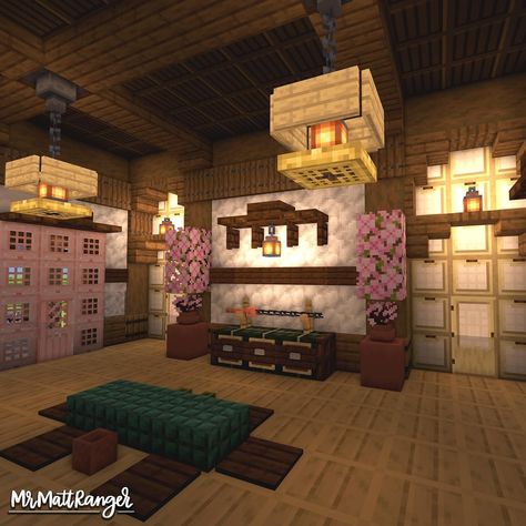 MrMattRanger | Minecraft Builder (@mrmattranger) • Instagram photos and videos Interior Design Ideas Minecraft, Minecraft Japanese Room Ideas, Mc Japanese Interior, Japanese Interior Design Minecraft, Cherry Blossom Interior Minecraft, Japanese Storage Room Minecraft, Japanese Room Minecraft, Minecraft Japanese Interior, Japanese Room Design