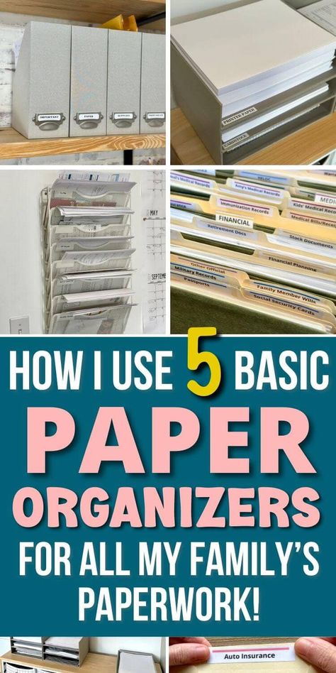 Wondering how to organize family paperwork? I run 3 different businesses out of my home office by myself, and these are my top 5 paper organizers that I use to store, organize, file, and sort all of our business and household paperwork! Great paper organization tips from someone who deals with a TON of papers! Office Filing System Business, How To Organize Office Files, Paper Organization Diy, Organize Computer Files, Office Filing System, Administrative Assistant Day, Organize Home Office, Organizing Important Papers, Office Paperwork