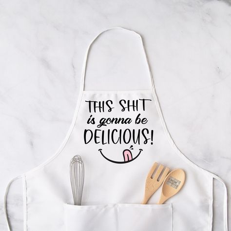 Funny Apron Spoons Funny Gifts This Shit is Gonna Be - Etsy Apron Cricut Ideas, Apron Designs Ideas Diy, Funny Apron, Apron Quotes For Women, Apron Sayings Funny, Funny Apron Sayings, Funny Aprons Sayings, Sayings For Aprons Funny, Cute Aprons Sayings For Women