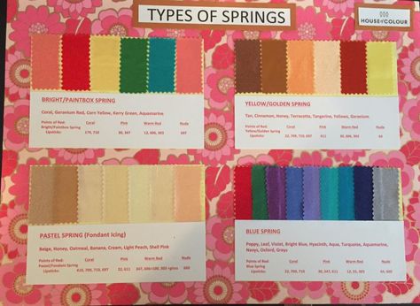 Types of spring Paintbox Spring Golden Spring Pastel Spring Blue Spring House Of Colour Spring, Paintbox Spring, Hoc Spring, True Spring Palette, Warm Spring Outfits, Light Spring Color Palette, True Spring Colors, House Of Colour, Polyvore Spring