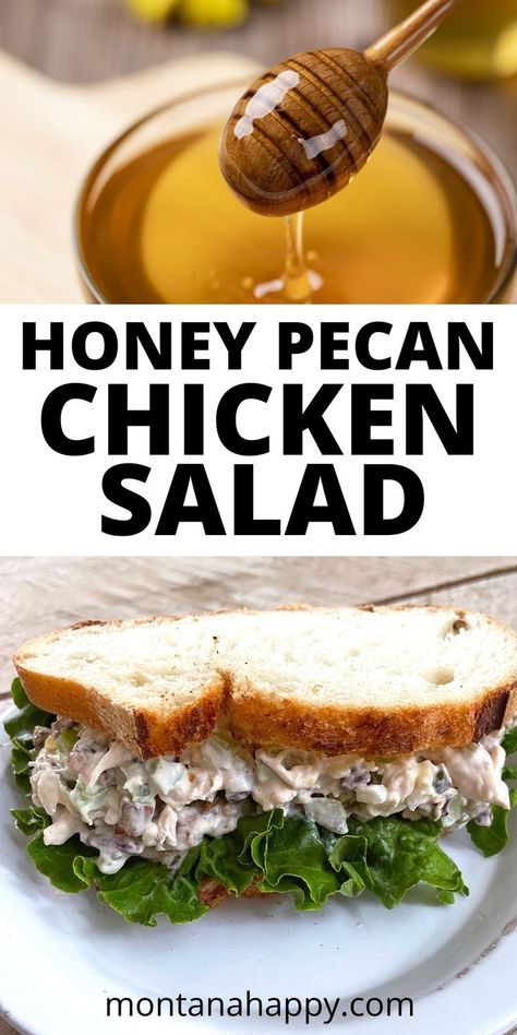 Bottom picture Honey Pecan Chicken Salad Recipe and top picture honey Honey Walnut Chicken Salad, Restaurant Chicken Salad Recipe, Turkey Salads, Honey Pecan Chicken, Pecan Chicken Salad Recipe, Honey Salad, Restaurant Chicken, Work Snacks, Walnut Chicken Salad