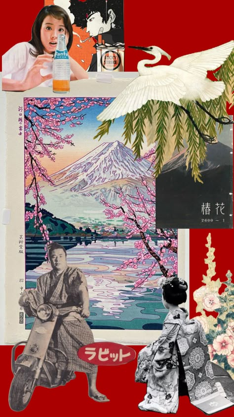 #collage #collageart #japan Japan Collage Aesthetic, Korea Collage, Eva Airlines, Asian Collage, Japan Collage, Japanese Collage, Japan Moodboard, Painted Collage, Meaningful Paintings