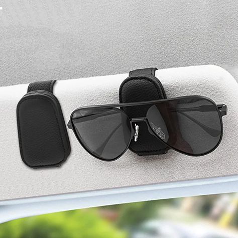 Amazon.com: EYANBIS 2 Pack Sunglass Holder for Car, Magnetic Leather Eyeglass Hanger Sunglass Clip for Car Visor, Car Sunglass Holder Organizer Storage, Car Interior Accessories (2PCS, Black) : Automotive Car Accessories For Guys, Car Accessory Gifts, Car Visor, Preppy Men, Aesthetic Car, Hanger Clips, Clip On Sunglasses, Sunglass Holder, Organizer Storage