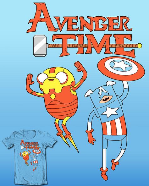 Avenger Time by Fred Seibert, via Flickr - Adventure Time Adventure Time Background, Avenger Time, Adventure Time Wallpaper, Finn The Human, Jake The Dogs, What Time Is, Nerd Alert, Geek Out, The Avengers