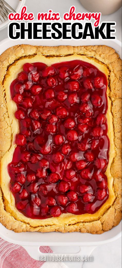 Cake Mix Cheesecake, Cheesecake Deserts, Cheesecake Cherry, Cherry Pie Filling Recipes, Cheesecake Recipes Philadelphia, Creamy Cake, Cherry Cheesecake Recipe, Cheese Cake Filling, Boxed Cake Mixes Recipes