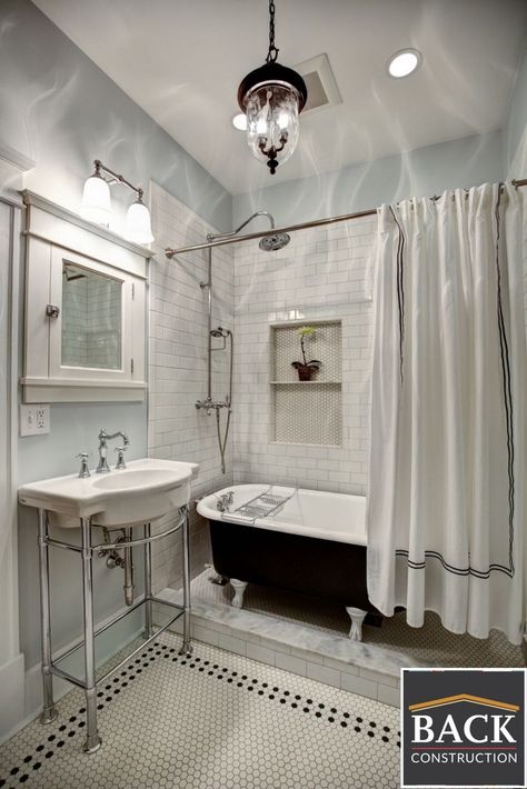 Clawfoot Tub Shower Hardware, Penny Tile Clawfoot Tub, Pedestal Tub Shower Combo, Claw Foot Shower Ideas, Clawfoot Tub Enclosure, Vintage Bathtub Shower Combo, Clawfoot Tub Plumbing, Clawfoot Tub Tile Surround, Claw Bathtub Shower Combo