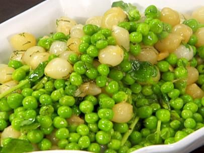 Buttered Peas and Pearl Onions Recipe | Tyler Florence | Food Network Peas And Onions Side Dish, Peas And Pearl Onions Recipe, Butter Peas Recipe, Fried Pearl Onions, Peas With Pearl Onions, Peas And Pearl Onions, Creamed Pearl Onions Recipe, Pearl Onions Recipe, Buttered Peas