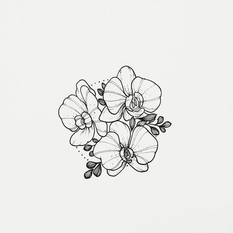 Orchid Flower Tattoos, Orchid Drawing, Orchid Tattoo, Kunst Tattoos, Flowers Drawing, Drawing Flowers, Orchid Flowers, Trendy Flowers, Ink Illustrations