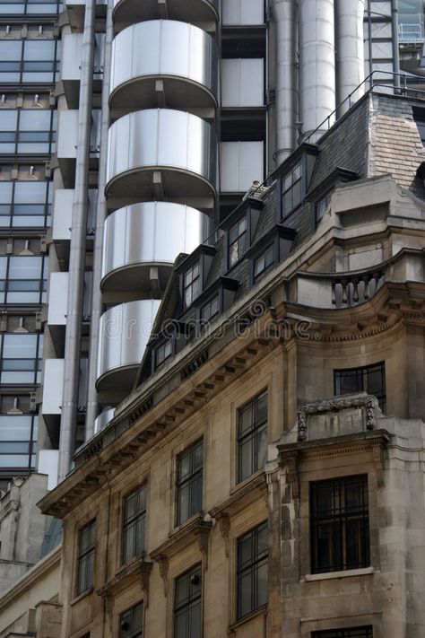 Old and new architecture in the City of London. Contrast of modern (the Lloyds B , #affiliate, #Contrast, #modern, #London, #architecture, #City #ad Architecture Contrast, Old And New Architecture, Old Vs New, Architecture City, New Architecture, London Architecture, City Of London, Commercial Architecture, Financial District