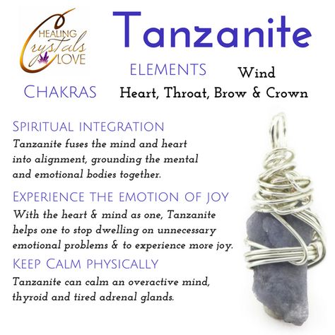 Tanzanite Crystals Healing Properties, Crystal Therapy, Crystal Healing Stones, Crystal Magic, Crystal Meanings, Minerals And Gemstones, Rocks And Gems, Chakra Crystals, December Birthstone