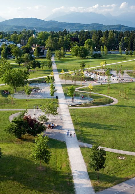 Šmartinski Park, Playground by LUZ « Landscape Architecture Platform | Landezine Landscape Architecture Park, Urban Landscape Design, Park Design, Park Playground, Park Landscape, Urban Park, Landscape Architecture Design, Landscape Plans, Parking Design