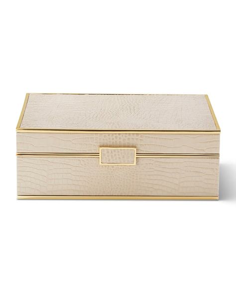 HC4DV AERIN Classic Croc Large Jewelry Box Madeira Aesthetic, Modern Jewelry Box, Pre Lit Garland, Large Jewelry Box, Jewelry Casket, Detailed Jewelry, Large Jewelry, Monogrammed Items, Covered Boxes