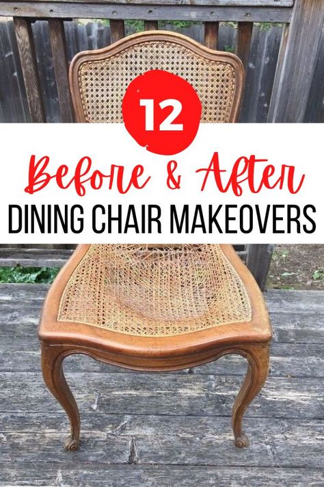 Just in time for your holiday dinner, check out these easy and cheap thrift store dining chair makeover ideas. Creative wood and rattan chair upcycle ideas. #hometalk Rattan Chair Diy, Dining Chair Refurbish Ideas, Diy Reupholster Chair Dining, Upcycle Dining Room Chairs, Redoing Dining Room Chairs, Painted Rattan Chairs, Vintage Dining Chairs Makeover, Diy Wooden Chair Makeover, Upcycle Dining Chairs