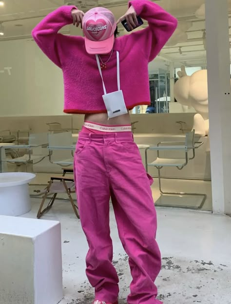 Guys In Pink Clothes, Pink And Green Mens Outfit, Barbie Movie Outfits Ideas Men, All Pink Outfit Men, Barbie Fits Men, Guys Pink Outfits, Valentines Day Fits Men, Masc Barbie Outfit, Mens Pink Fashion