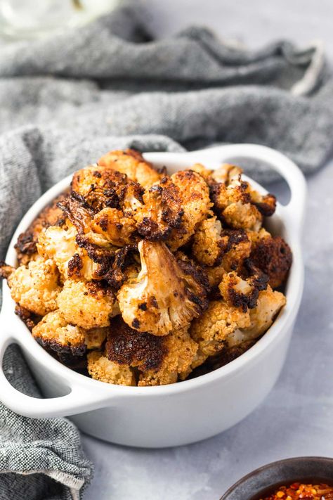 Crazy Roasted Cauliflower - Perfectly Seasoned Roasted Cauliflower Cauliflower Side Dish, Roasted Cauliflower Recipe, Roasted Cauliflower Recipes, Cauliflower Gratin, French Onion Chicken, Cauliflower Recipe, Table For Two, Onion Chicken, Cauliflower Bites