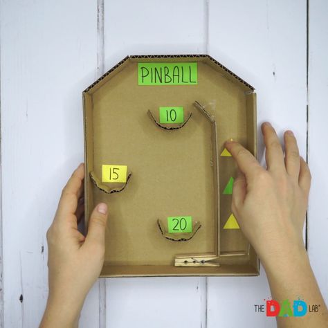 Pinball Diy, Fire With Friends, Arcade Games Diy, Simple Machine Projects, Diy Cardboard Toys, Diy Carnival, Cardboard Toys, Hobbies For Kids, Activities For Boys