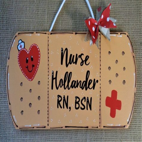 Add a personal touch to your classroom or nurse office with our handcrafted personalized wood signs! Choose from bandage or round shape for your NURSE name sign, or get our 15" apple or nurse cap wall hangers. Perfect for school nursing staff or as a thoughtful gift. #personalized #handcrafted #nursesign #classroomdecor #nurseoffice#MillerFamilyWoodcrafts# #CustomMade #SCHOOLNURSESIGN #Wood #eBaySeller #eBayStore #eBay #Names