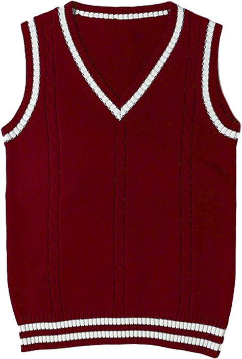 Gihuo Women's V Neck Sweater Vest Uniform Cable Knit Sleeveless Sweater (Wine, Small) at Amazon Women’s Clothing store Sweater Vest Uniform, Houndstooth Sweater Vest, V Neck Sweater Vest, Lizzie Hearts, Trendy Sweater, Houndstooth Sweater, Cable Knit Vest, Womens Knit Sweater, Geometric Sweater