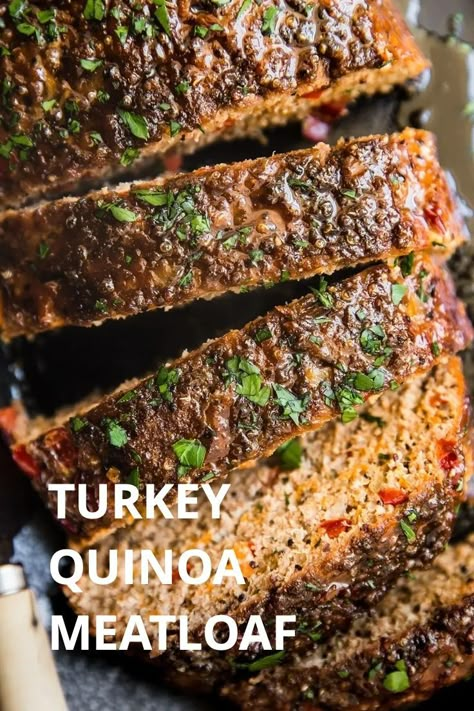 Ground Turkey And Quinoa Recipes, Turkey Quinoa Meatloaf, Quinoa Meatloaf, Crowd Meals, Turkey Meatloaf Healthy, Lentil Meatloaf, Turkey Quinoa, How To Cook Meatloaf, The Modern Proper