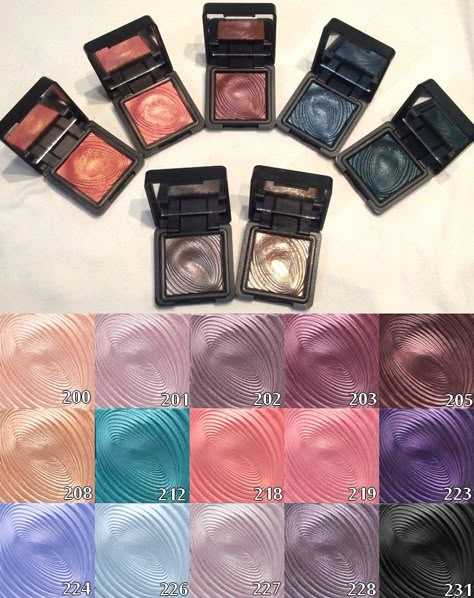 I Wish Water Eyeshadow (KIKO <3 ) : 200 Champagne,  201 Rosy Taupe, 202 Golden Mauve, 203 Burgundy, 205 Chocolate, 208 Light Gold, 212 Emerald Green, 218 Grapefruit Pink, 219 Flamingo Pink, 223 Eggplant Purple, 224 Lavender, 226 Moonstone, 227 Light Taupe, 228 Taupe, 231 Black Kiko Water Eyeshadow, Kiko Eyeshadow, Water Eyeshadow, Kiko Cosmetics, Taupe Eyeshadow, Makeup Accesories, Swag Makeup, Beauty Care Routine, Unique Makeup