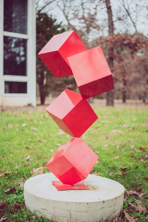 Sculpture Outdoor, Red Sculpture, Modern Art Sculpture, Geometric Design Art, Steel Sculpture, Yellow Art, Red Art, Outdoor Sculpture, Welding Art