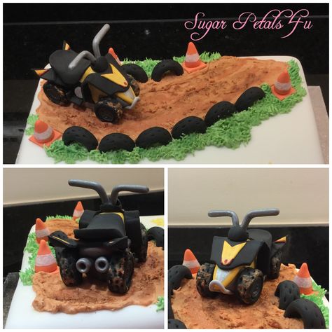 Quad bike cake, by Julie Green Motorbike Cake Kids, Quad Bike Cake, Bike Cake Designs For Men, Monster Truck Arena Cake, Grave Digger Cake Monster Jam, Bike Cake, Bike Cakes, Quad Bike, Lego Ninjago