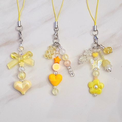 Cute Phone Charm, Yellow Phone Charm, Phone Strap, Girl Woman,personalised Phone Charm - Etsy Australia Yellow Phone Charm, Yellow Y2k, Charm Ideas, Y2k Phone, Charm Phone, Phone Charms, Handmade Jewelry Tutorials, Yellow Heart, Cute Phone