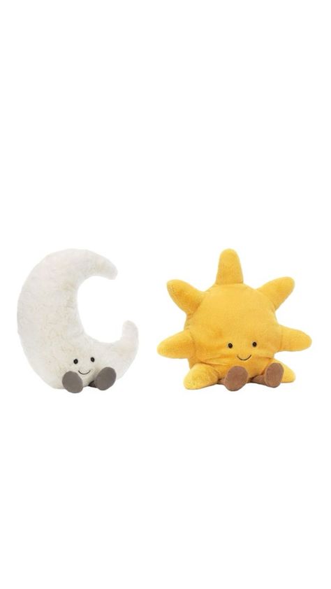 Jellycat Toys, Aesthetic Sun, Jellycat Stuffed Animals, Custom Stuffed Animal, Cat Obsession, Cat Couple, Moon Aesthetic, Sun Yellow, Romantic Things