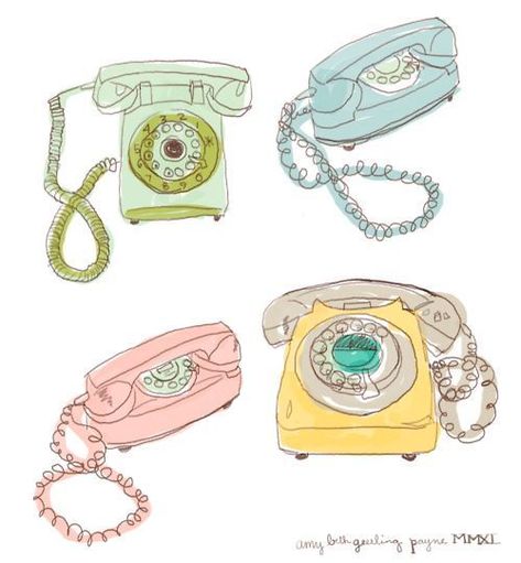 Old Phone Illustration, Phone Illustration, Telephone Vintage, Phone Backgrounds Quotes, Wonderful Pistachios, Vintage Phone, Watercolor Vintage, Rotary Phone, American Diner