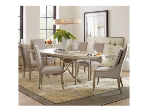 Elixir 7 Piece Dining Set with Host Chairs by Hooker Furniture at Baer's Furniture Transitional Dining Table, Casual Dining Table, Dining Table With Leaf, Host Chairs, Transitional Dining, 7 Piece Dining Set, Art Van, Hooker Furniture, Upholstered Side Chair